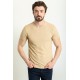 Beige Color Crew Neck Design Casual Men's Cotton T Shirt
