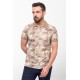 Brown Color Figured And Polo Collar Design Casual Cotton Men's Tshirt