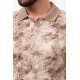 Brown Color Figured And Polo Collar Design Casual Cotton Men's Tshirt