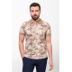Brown Color Figured And Polo Collar Design Casual Cotton Men's Tshirt