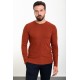 Tile Color Figured And Crew Neck Design Casual Men's Cotton T Shirt