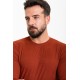 Tile Color Figured And Crew Neck Design Casual Men's Cotton T Shirt