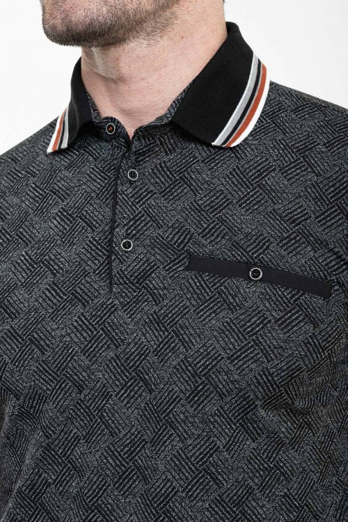 Black Color Figured Design Casual Men's Tshirt