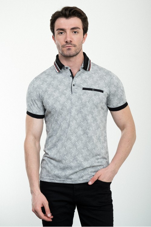 Grey Color Figured Design Casual Men's Tshirt