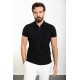 Black Color Shirt Collar Casual Men's Polo Tshirt