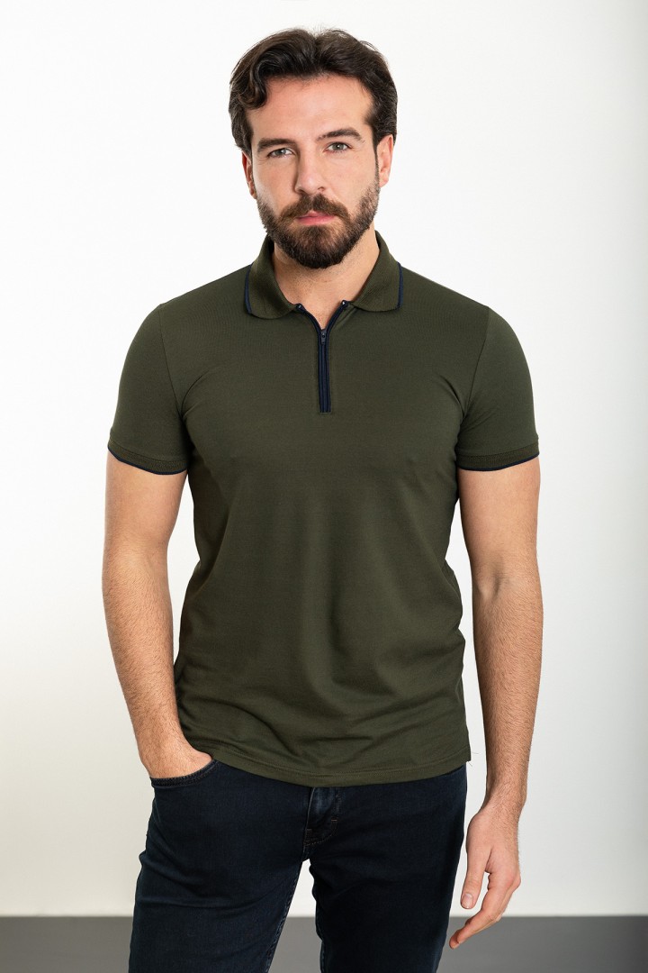 Khaki Color Shirt Collar Casual Men's Polo Tshirt