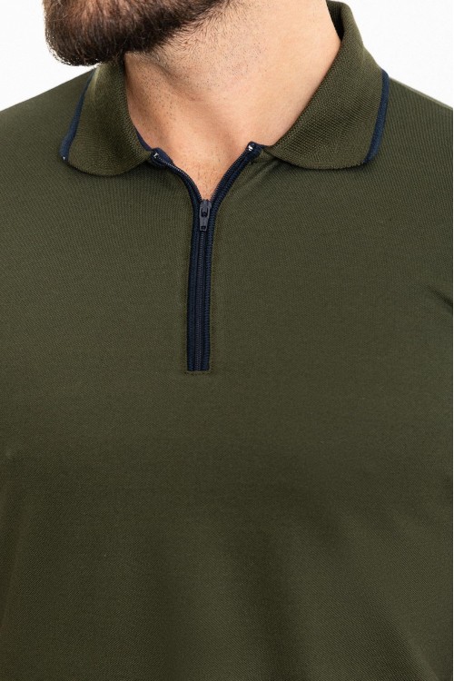 Khaki Color Shirt Collar Casual Men's Polo Tshirt