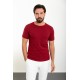 Claret Red Color Crewn Neck Design Casual Cotton Men's Tshirt