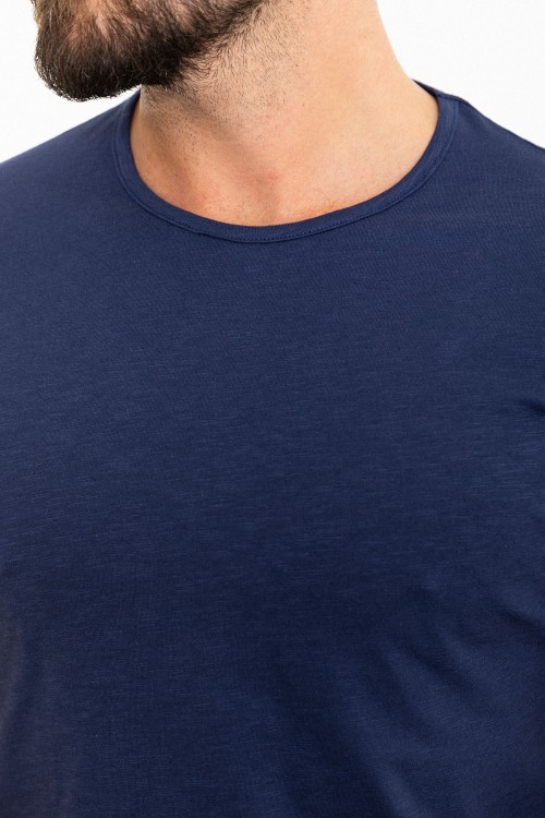 Dark Blue Color Crewn Neck Design Casual Cotton Men's Tshirt