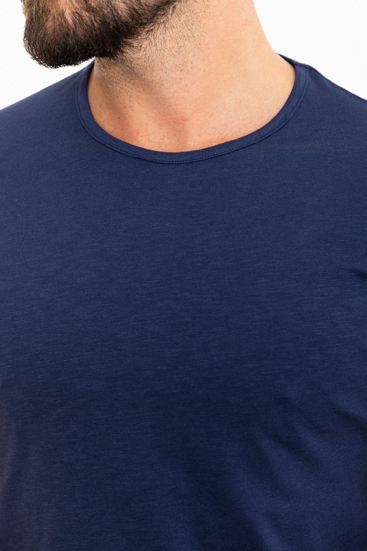 Dark Blue Color Crewn Neck Design Casual Cotton Men's Tshirt