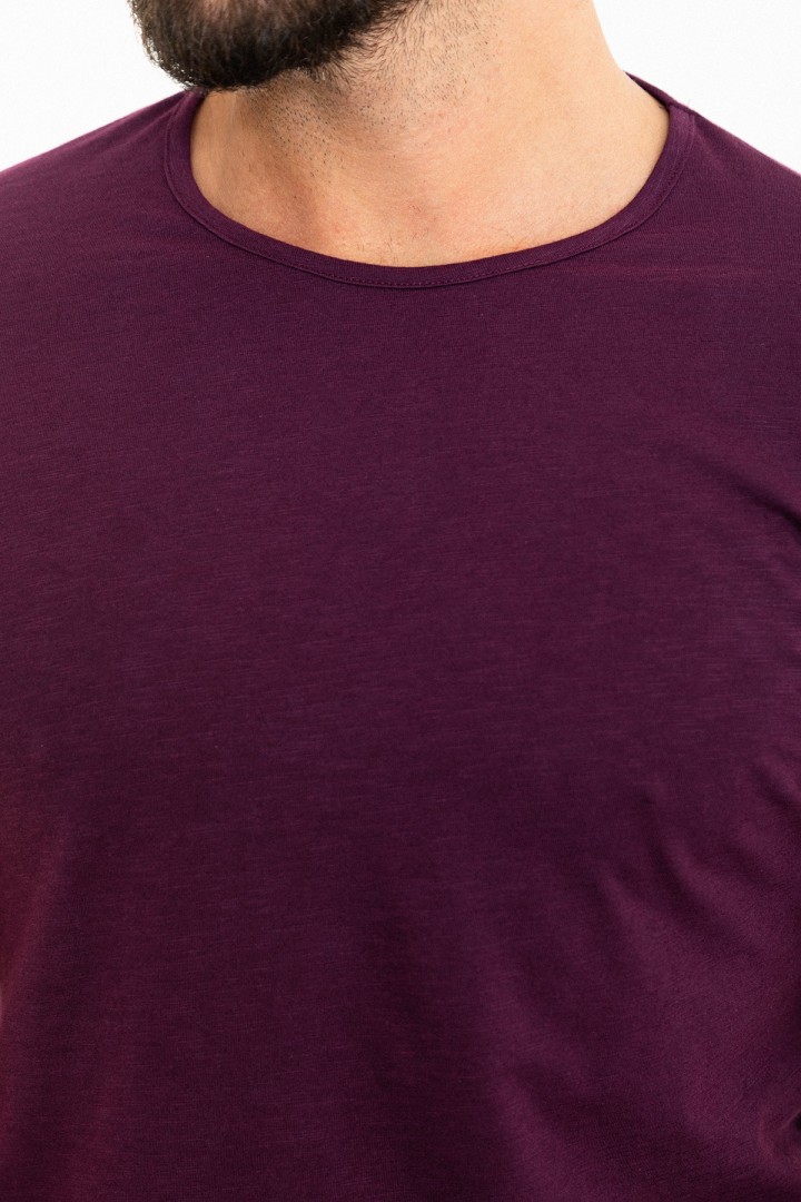 Purple Color Crewn Neck Design Casual Cotton Men's Tshirt