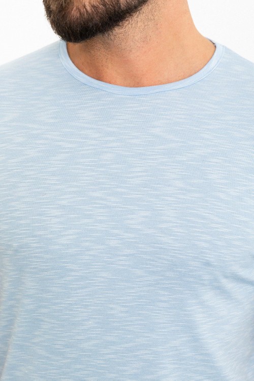 Blue Color Dobby Design Casual Cotton Men's Tshirt