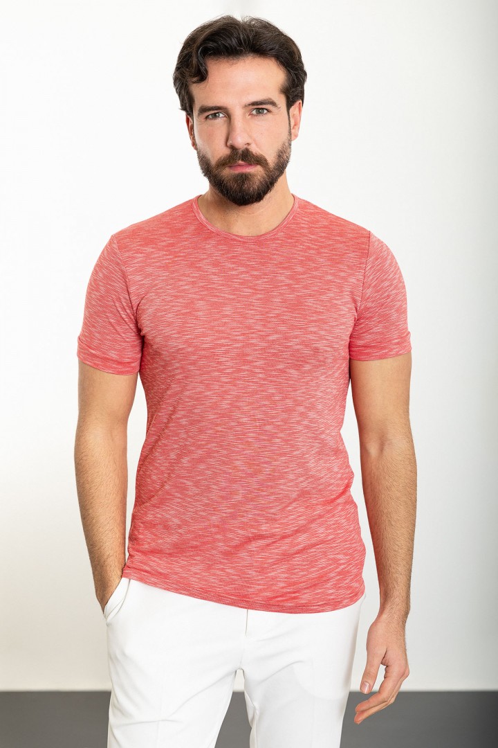 Tile Color Dobby Design Casual Cotton Men's Tshirt