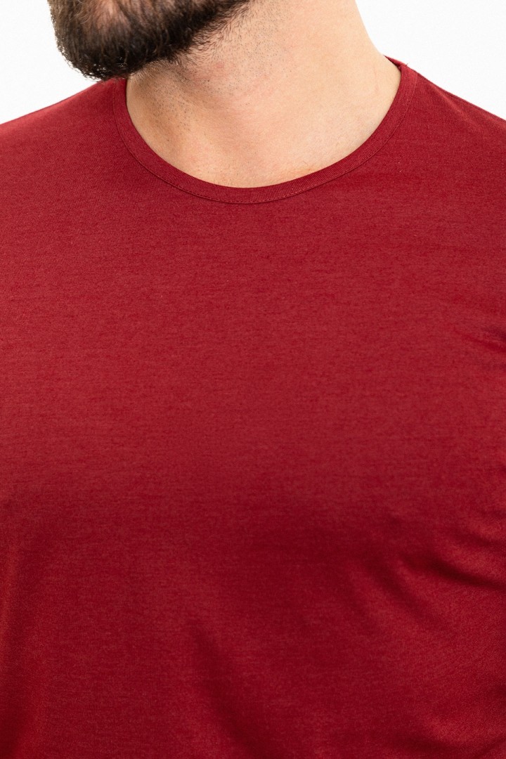 Claret Red Color Crew Neck Design Classic Men's Tshirt