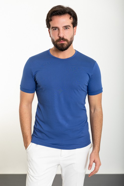 Sax Color Crew Neck Design Classic Men's Tshirt