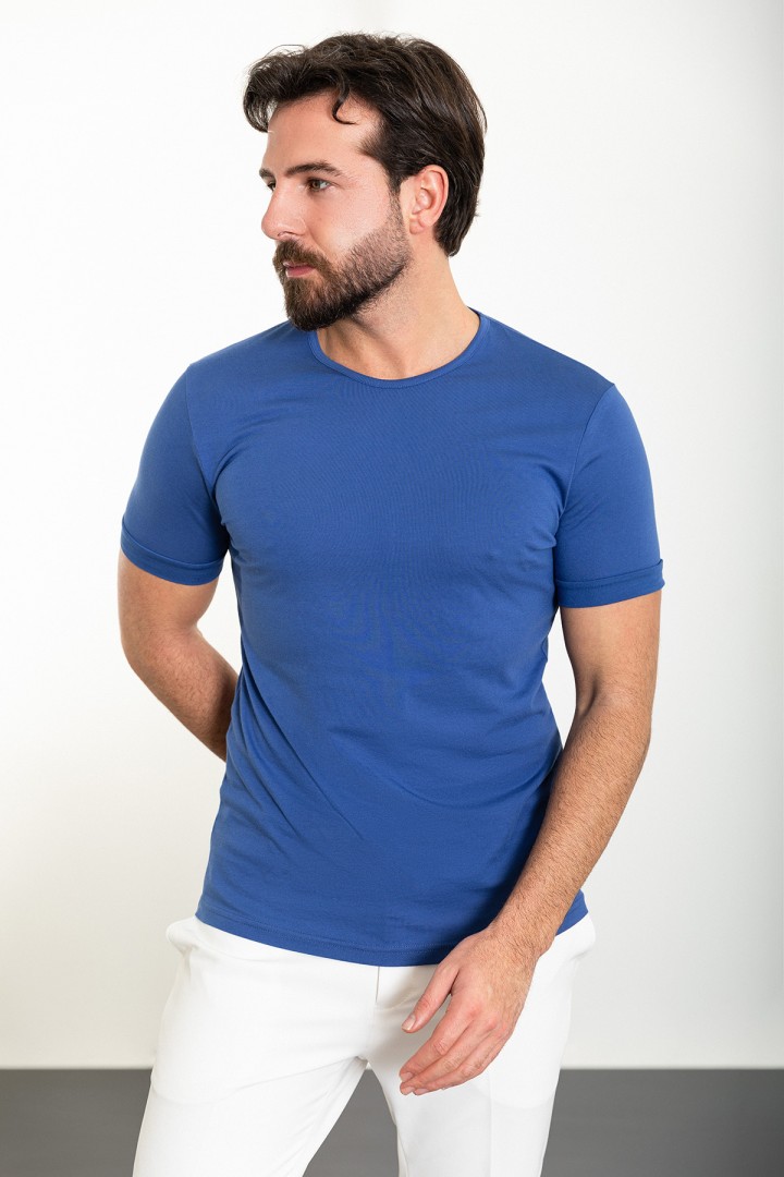 Sax Color Crew Neck Design Classic Men's Tshirt