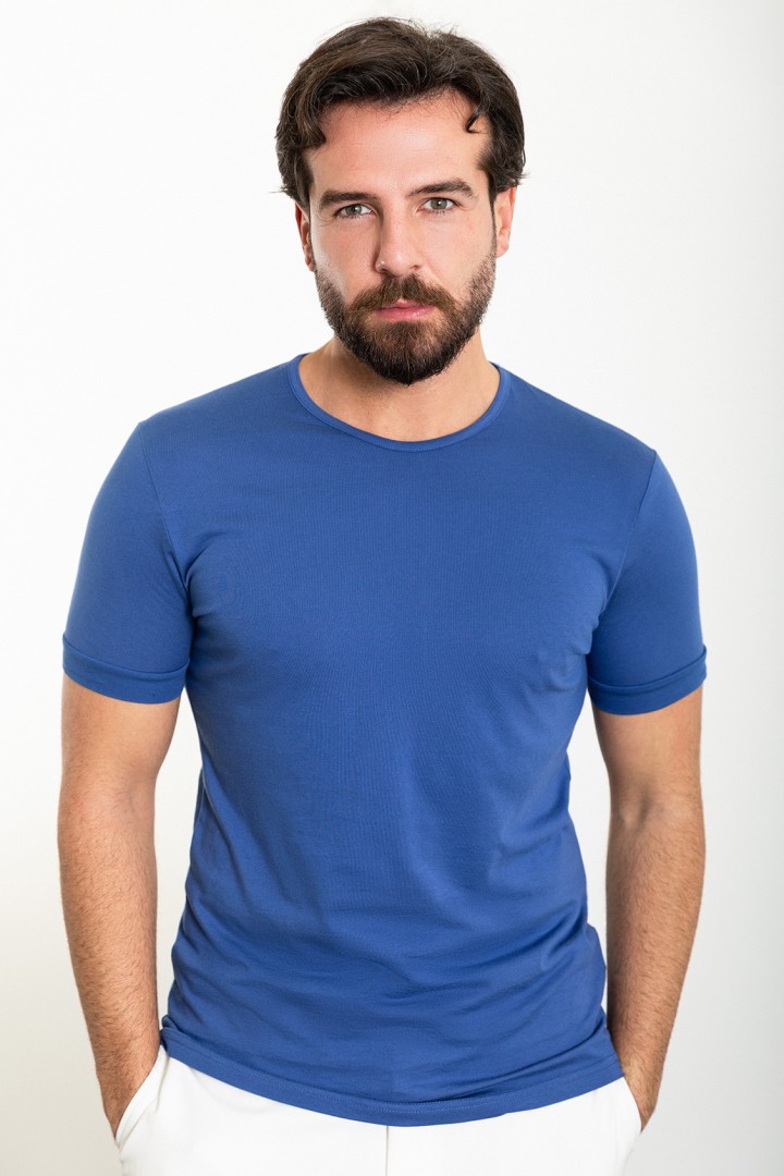 Sax Color Crew Neck Design Classic Men's Tshirt