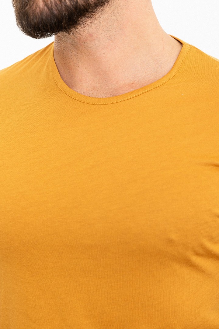Mustard Color Crew Neck Design Classic Men's Tshirt