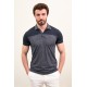 Dark Blue Color Figured Design Casual Polo Tshirt