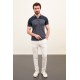 Dark Blue Color Figured Design Casual Polo Tshirt