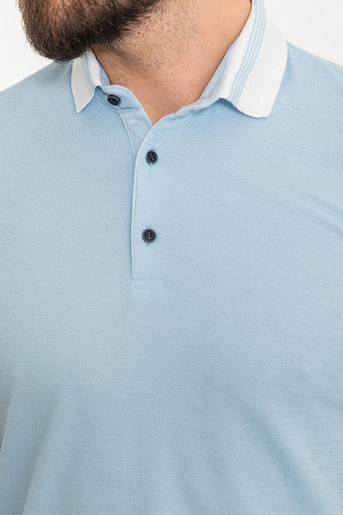 Blue Color Shirt Collar Design Casual Cotton Men's Polo Tshirt