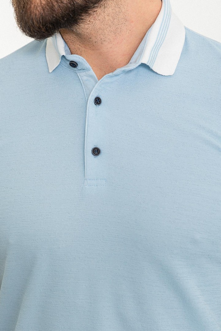 Blue Color Shirt Collar Design Casual Cotton Men's Polo Tshirt