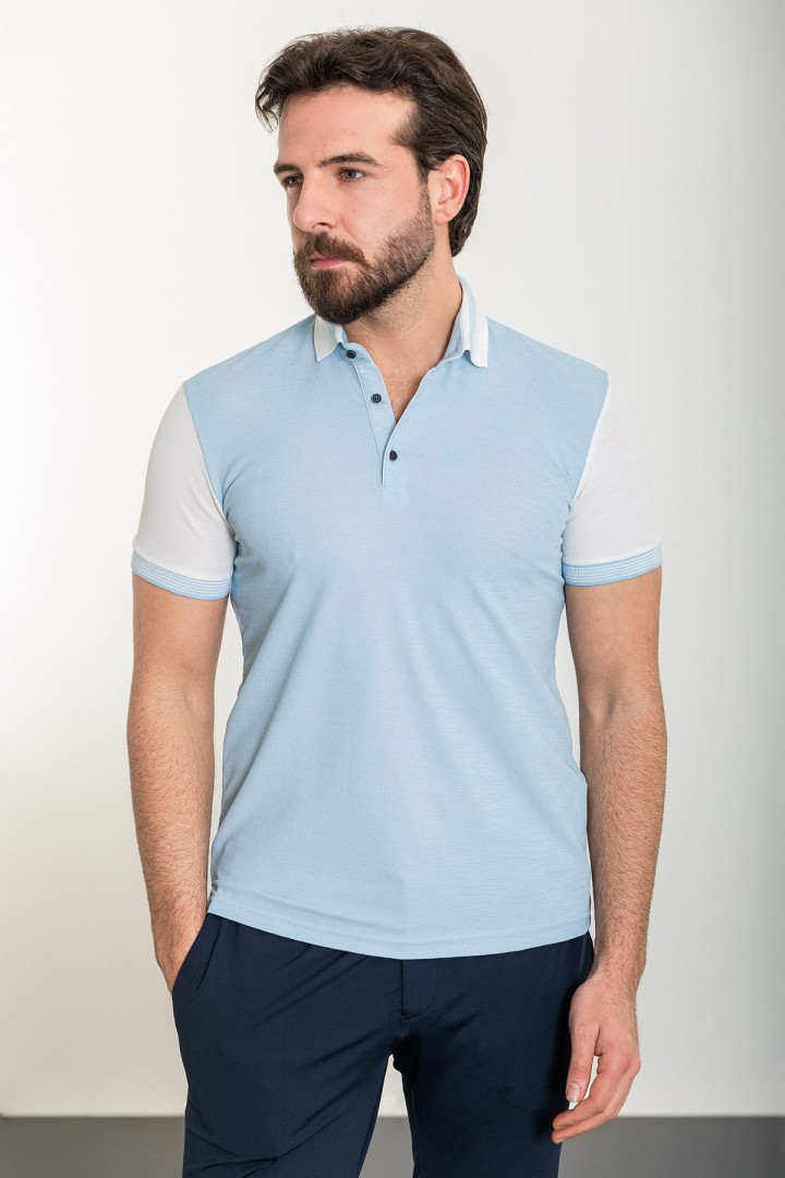 Blue Color Shirt Collar Design Casual Cotton Men's Polo Tshirt