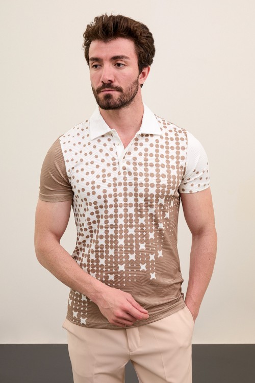 Brown Color Digital Printed Design Casual Men's Tshirt
