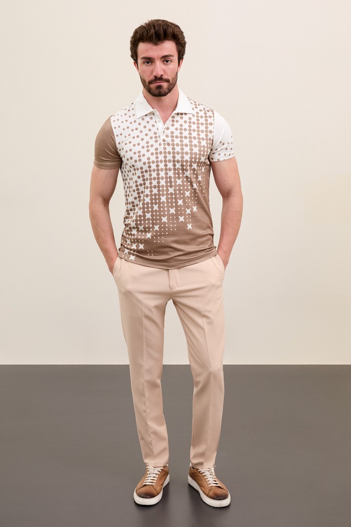 Brown Color Digital Printed Design Casual Men's Tshirt