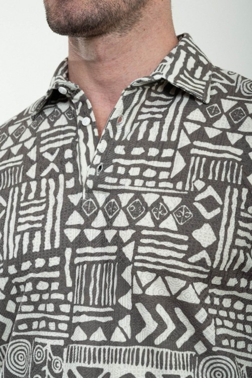 Brown Color Figured Design Casual Men's Tshirt