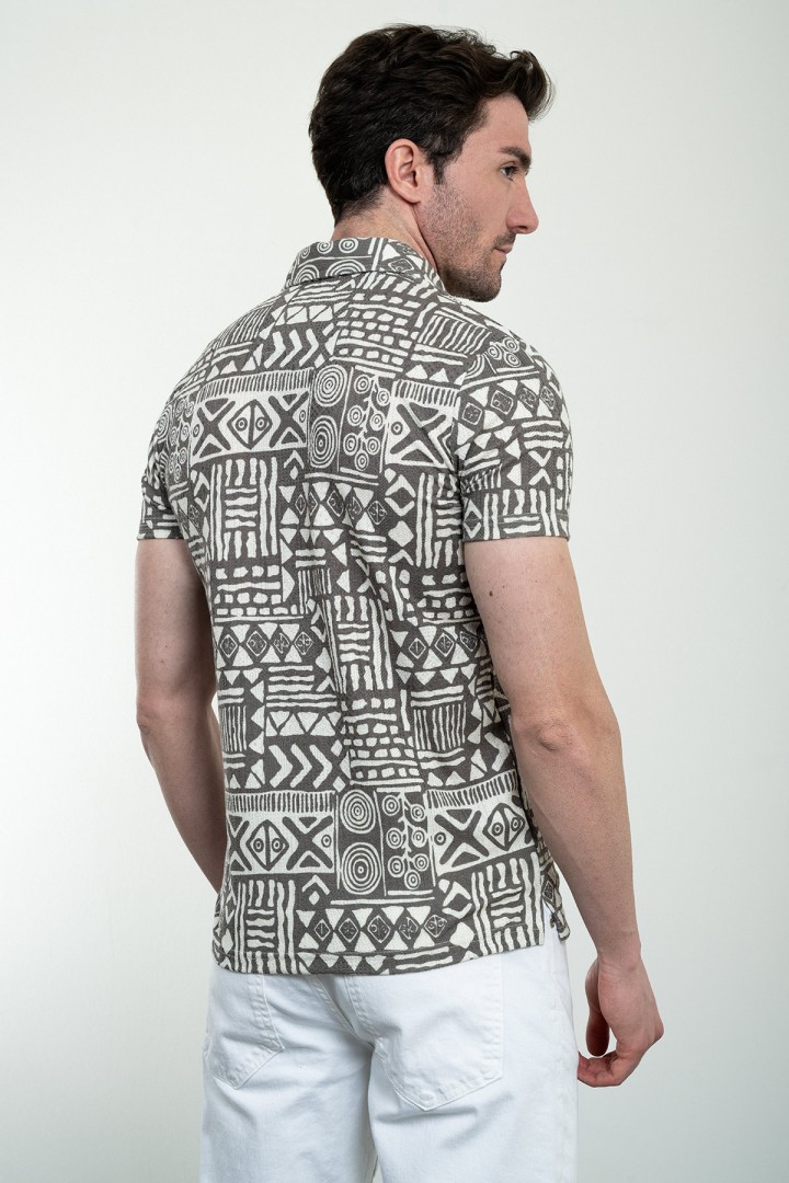 Brown Color Figured Design Casual Men's Tshirt
