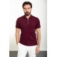 Claret Red Color Zippered Design Casual Men's Tshirt
