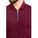 Claret Red Color Zippered Design Casual Men's Tshirt