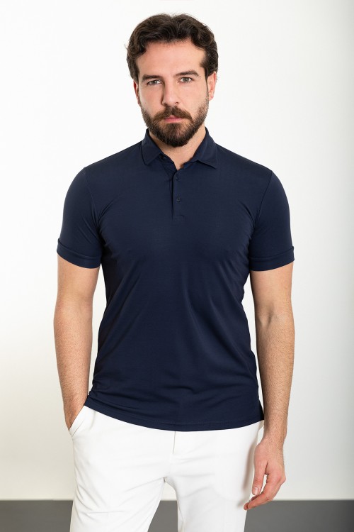Dark Blue Color Shirt Collar Design Classic Men's Polo Tshirt