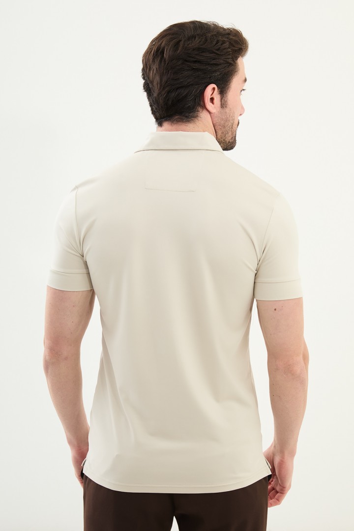 Stone Color Classic Shirt Collar Men's T Shirt