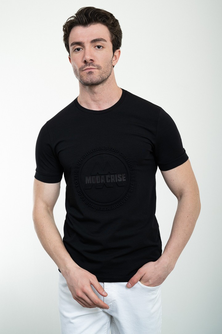 Black Color Digital Printing Design Casual Men's Tshirt