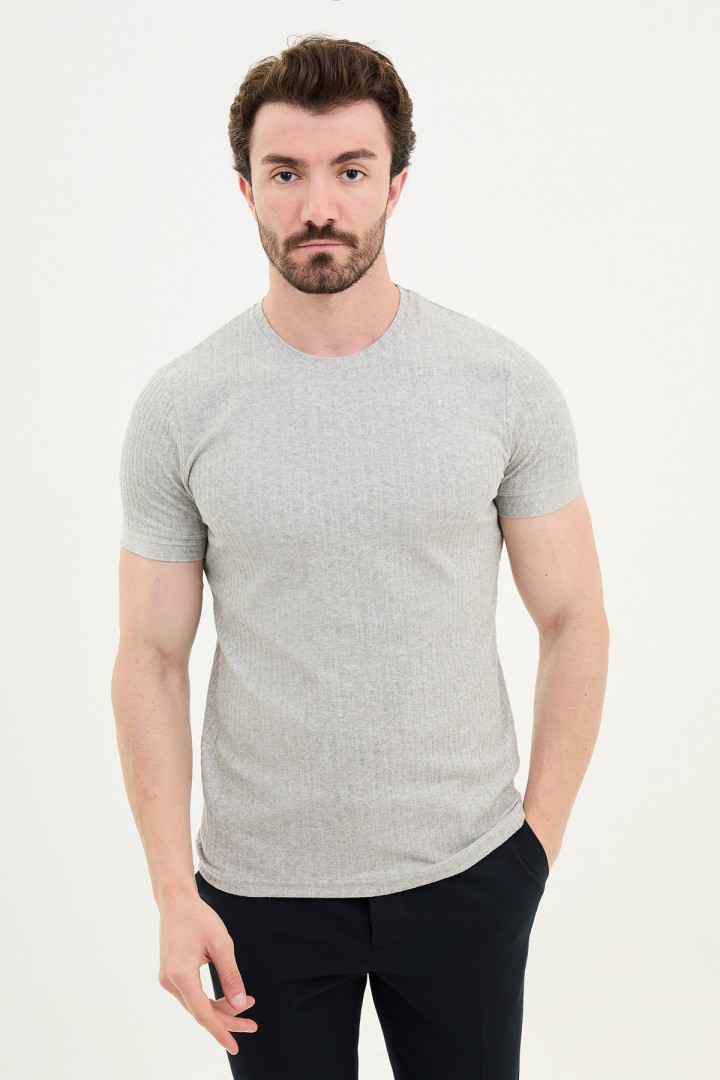 Grey Color Striped Design Classic Men's Tshirt