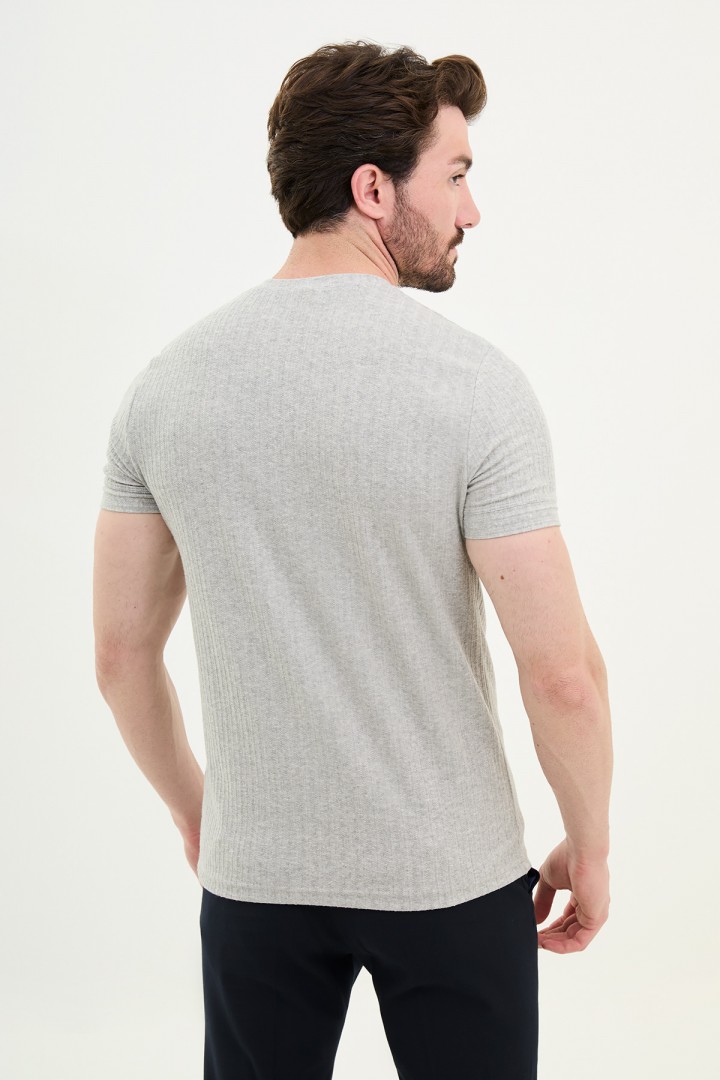 Grey Color Striped Design Classic Men's Tshirt