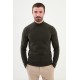 Khaki Color Mock Turtleneck Design Classic Men's Tshirt