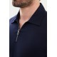 Dark Blue Color Casual Zippered Shirt Collar Design Men's T Shirt