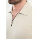 Stone Color Casual Zippered Shirt Collar Design Men's T Shirt