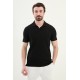 Black Color Casual Men's Open Collar Tshirt