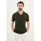 Khaki Color Casual Men's Open Collar Tshirt