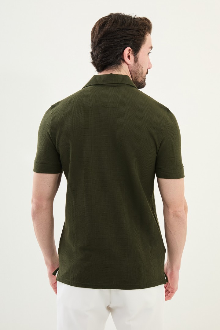 Khaki Color Casual Men's Open Collar Tshirt