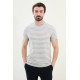 Grey Color Casual Men's Striped Tshirt