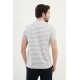 Grey Color Casual Men's Striped Tshirt