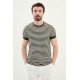 Khaki Color Casual Men's Striped Tshirt