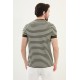 Khaki Color Casual Men's Striped Tshirt