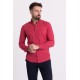 Fuchsia Colours Cotton And Elastane Fabrics Flower Patterned Detailed Long Sleeve Casual Slim Fit Mens Shirt