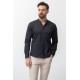 Black Cotton And Elastane Fabrics With Mandarin Collar Basic Mens Shirt